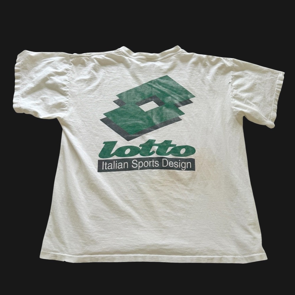Vintage Lotto Italian Sports Design T-Shirt XL USA Single Stitch Distressed